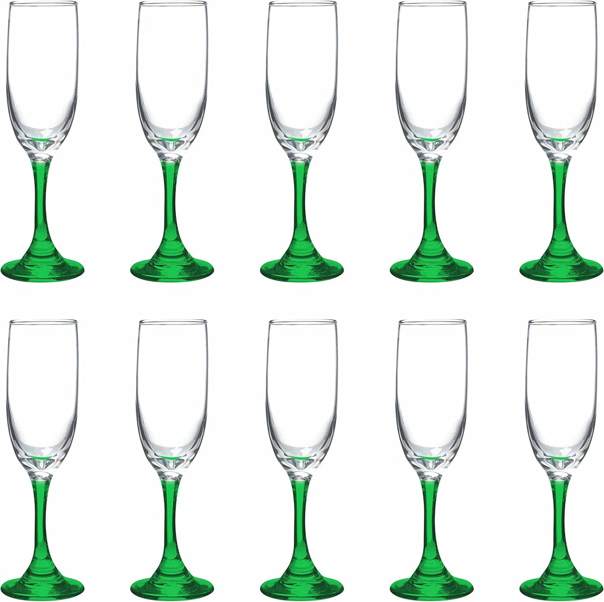 DISCOUNT PROMOS Premiere Champagne Flutes 6.25 oz. Set of 10, Bulk Pack - Elegant Drinkware for