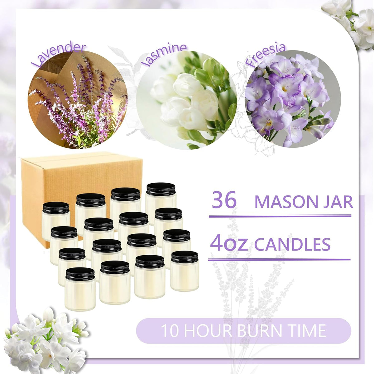 ACITHGL 36 Pcs 4oz Mini Mason Jar Candles Small Scented Candles Bulk Aromatherapy Ideal Souvenir