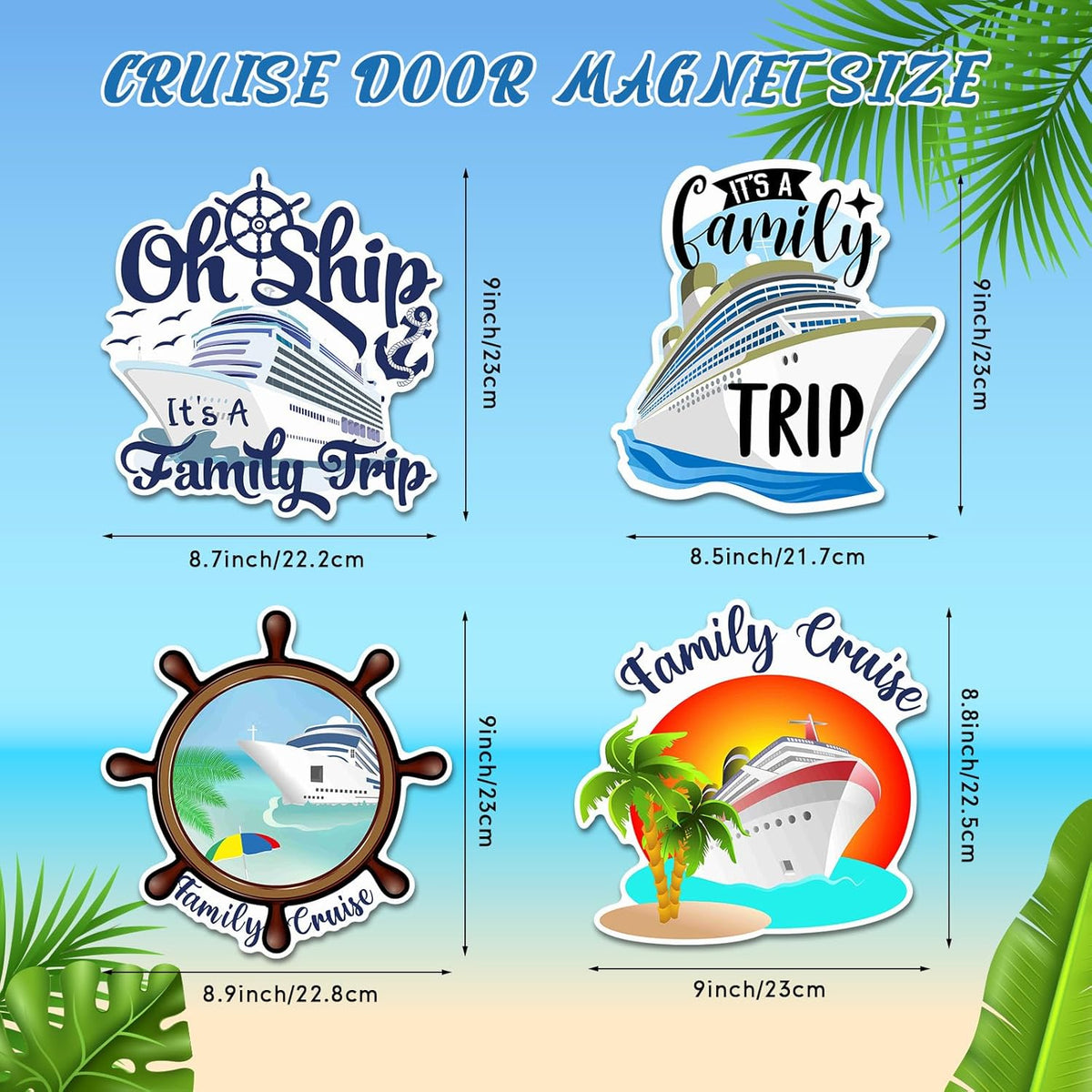 Hoteam 4 Pcs Family Cruise Door Decorations Magnetic Large Cruise Ship Door Magnets Funny