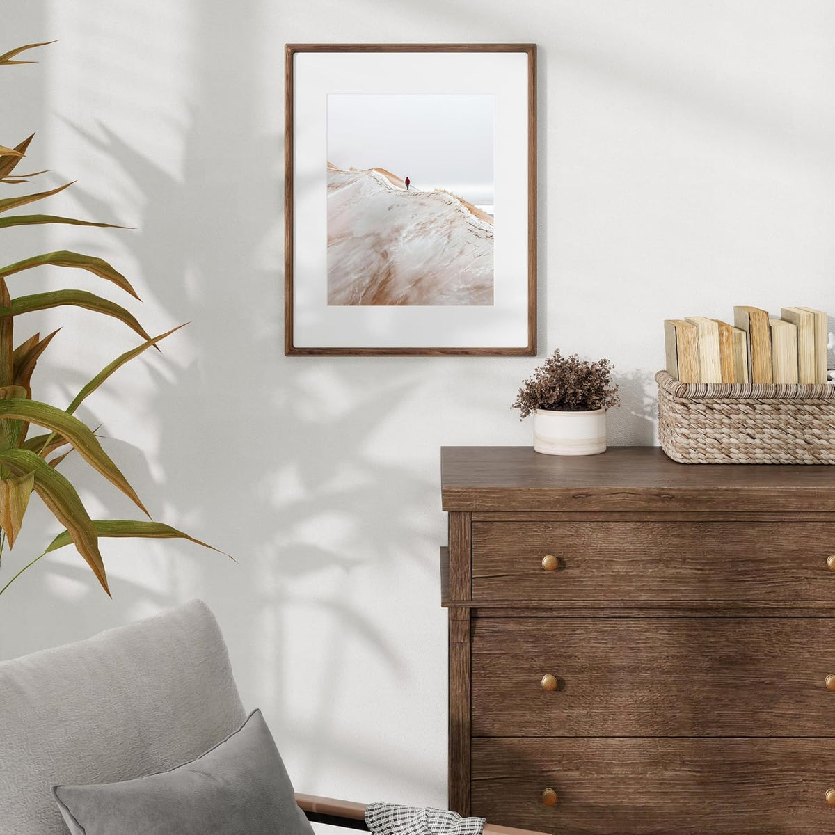 16x20 Frames USA-Sourced Natural Walnut Wood Solid Wood Picture Frame Handcrafted Rounded Corner