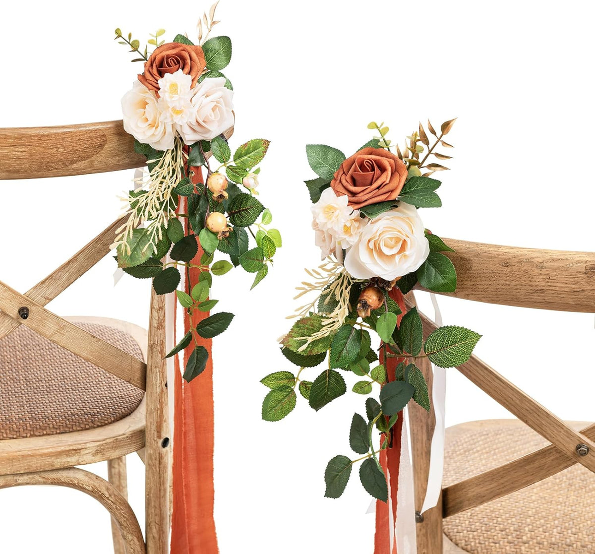 Ling's Moment 8 Wedding Artificial Aisle Pew Flowers Chair Decorations Arrangements With Chiffon