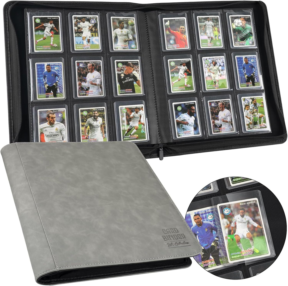 Toploader Binder with 9-Pocket Pages, Holds 288 "3×4" Rigid Toploader Hard Cases, Card Holder for