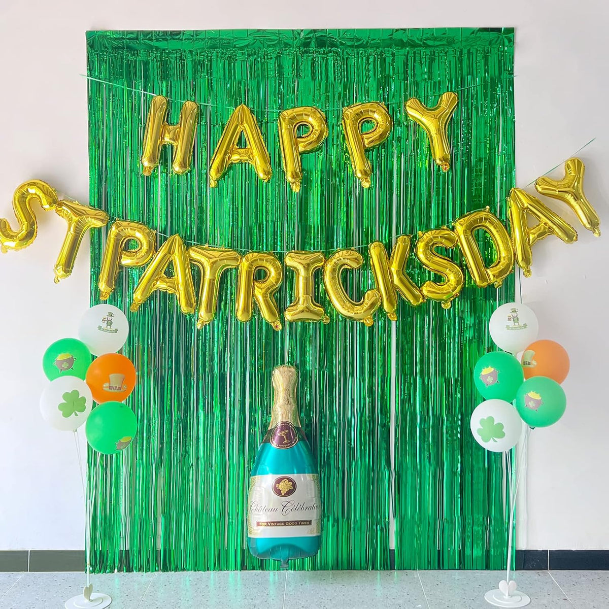 Melsan St Patricks Day Decorations, Tinsel Foil Fringe Curtains for St Patricks Day Decorations