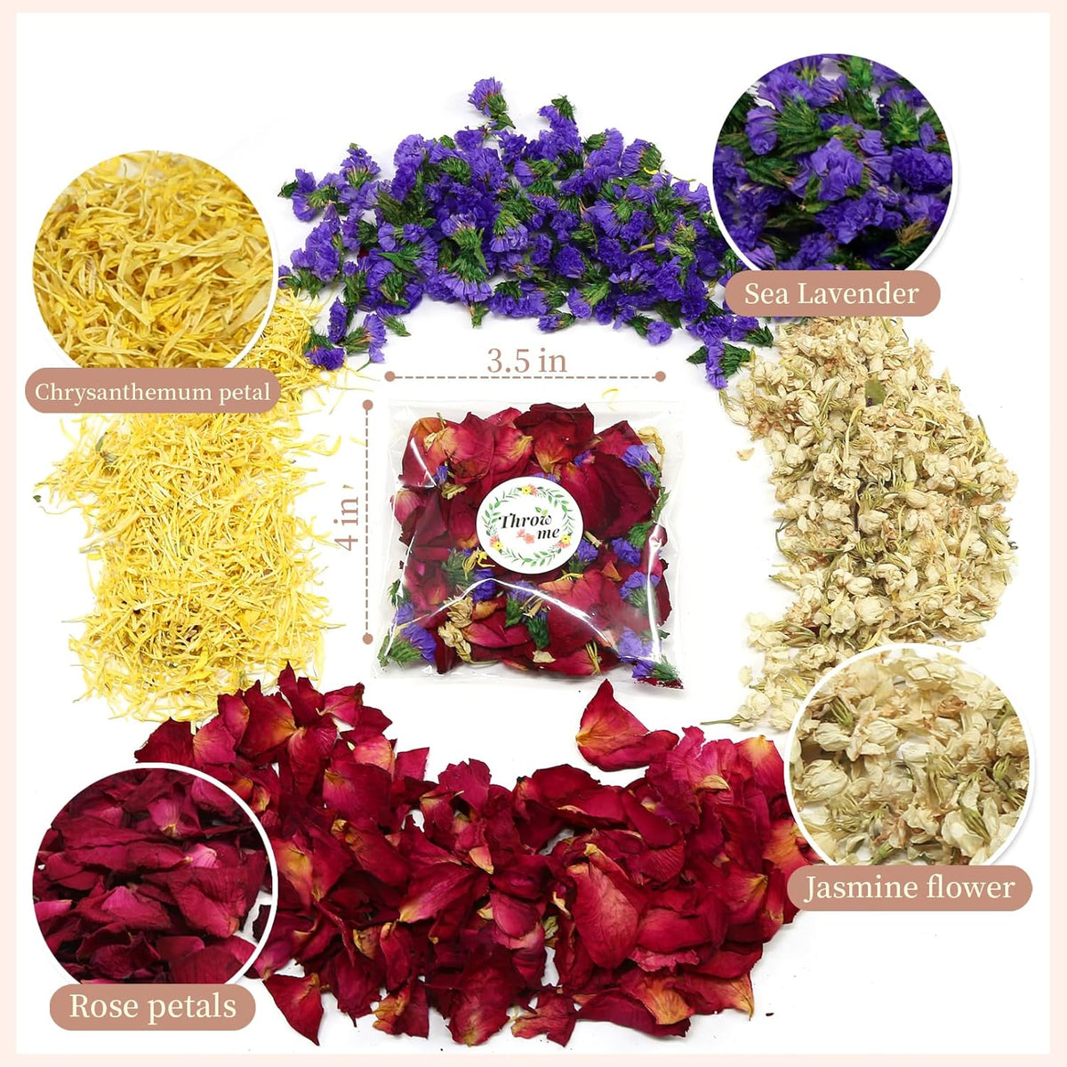 Oning 52 Pack Mix Biodegradable Confetti, Dried Flower Petals, Real Rose Petals for Weddings,Gifts