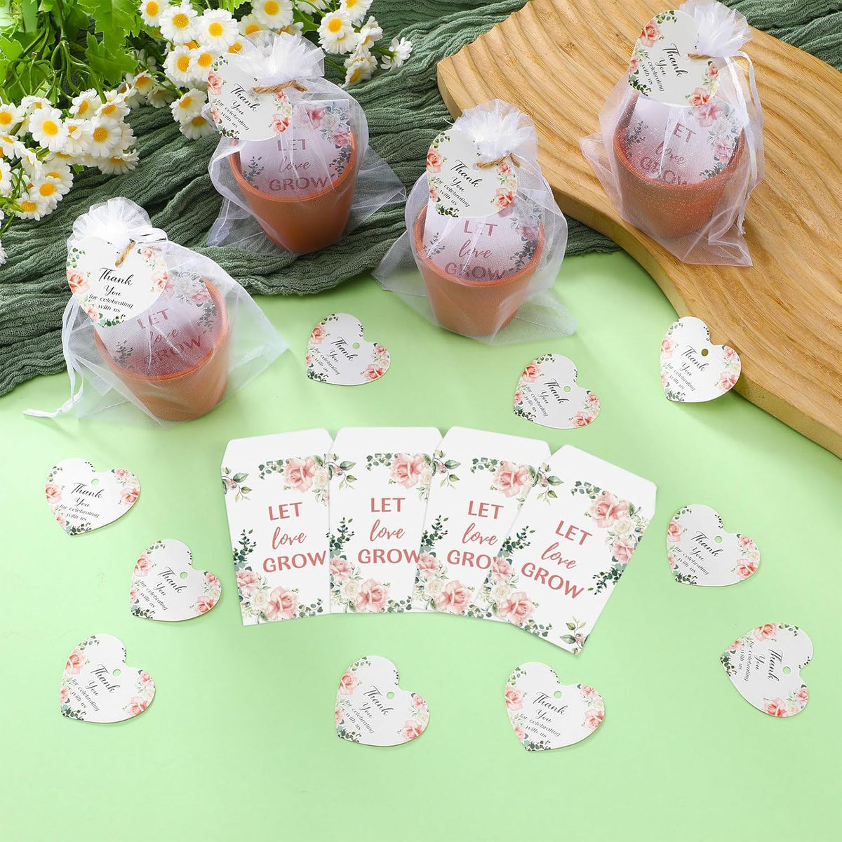 Ctosree 50 Sets Let Love Grow Wedding Favors for Guests Self Adhesive Seed Packets (Seed Not