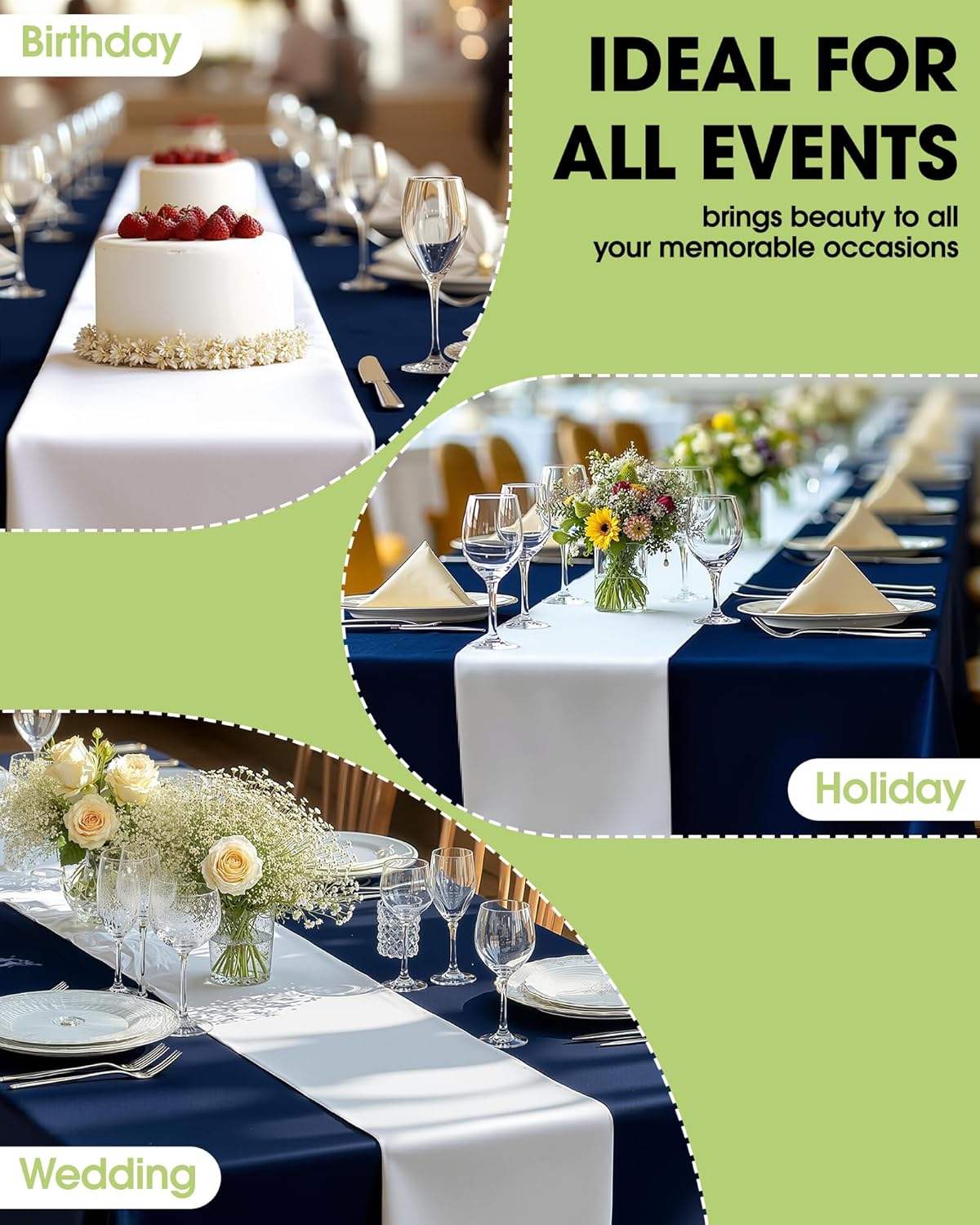 Pureegg White Plastic Table Runners - 10 Pack, 14'' x 108'', Water Resistant & Disposable