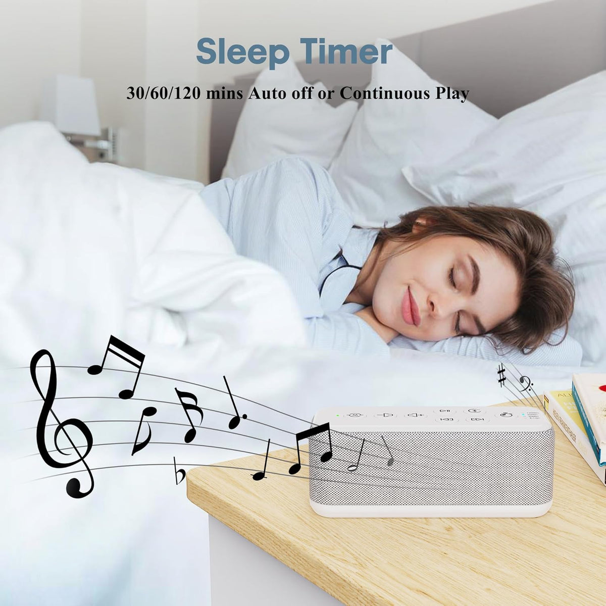 White Noise Sound Machine with Bluetooth,3000mAh Battery Powered,40H Long Lasting,Hi-Fi