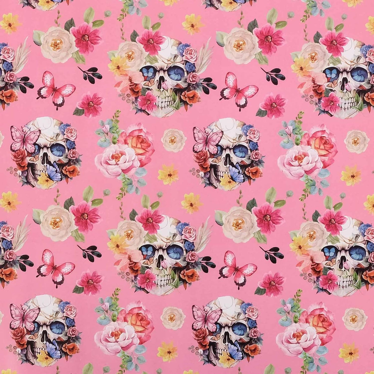 Aimyoo Gothic Wrapping Paper Roll, 17 Inch X 33 Feet Skull Floral Butterfly Design Gift Wrap Paper