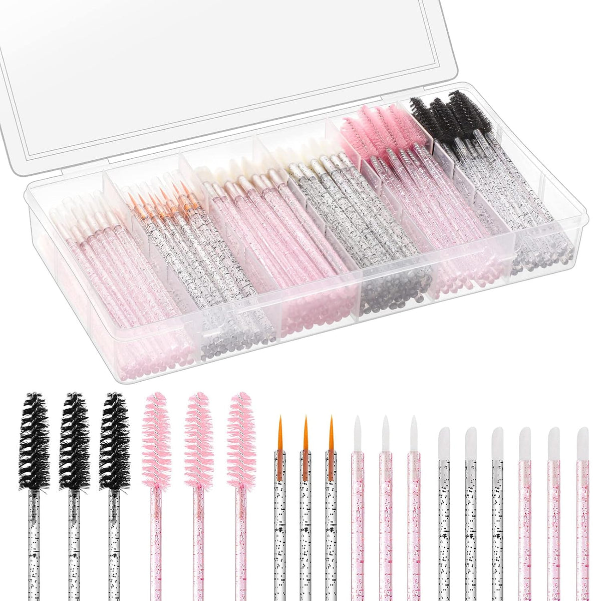 270 PCS Crystal Disposable Makeup Applicators Kit, Makeup Artist Must Haves Tools 100 Mascara Wands