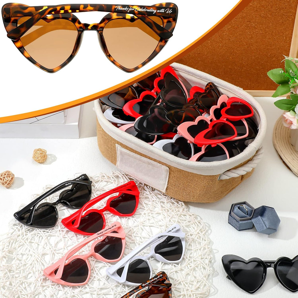 Vabean Wedding Heart Sunglasses Bulk Wedding Gifts Bachelorette Bridal Party Favors for Guests