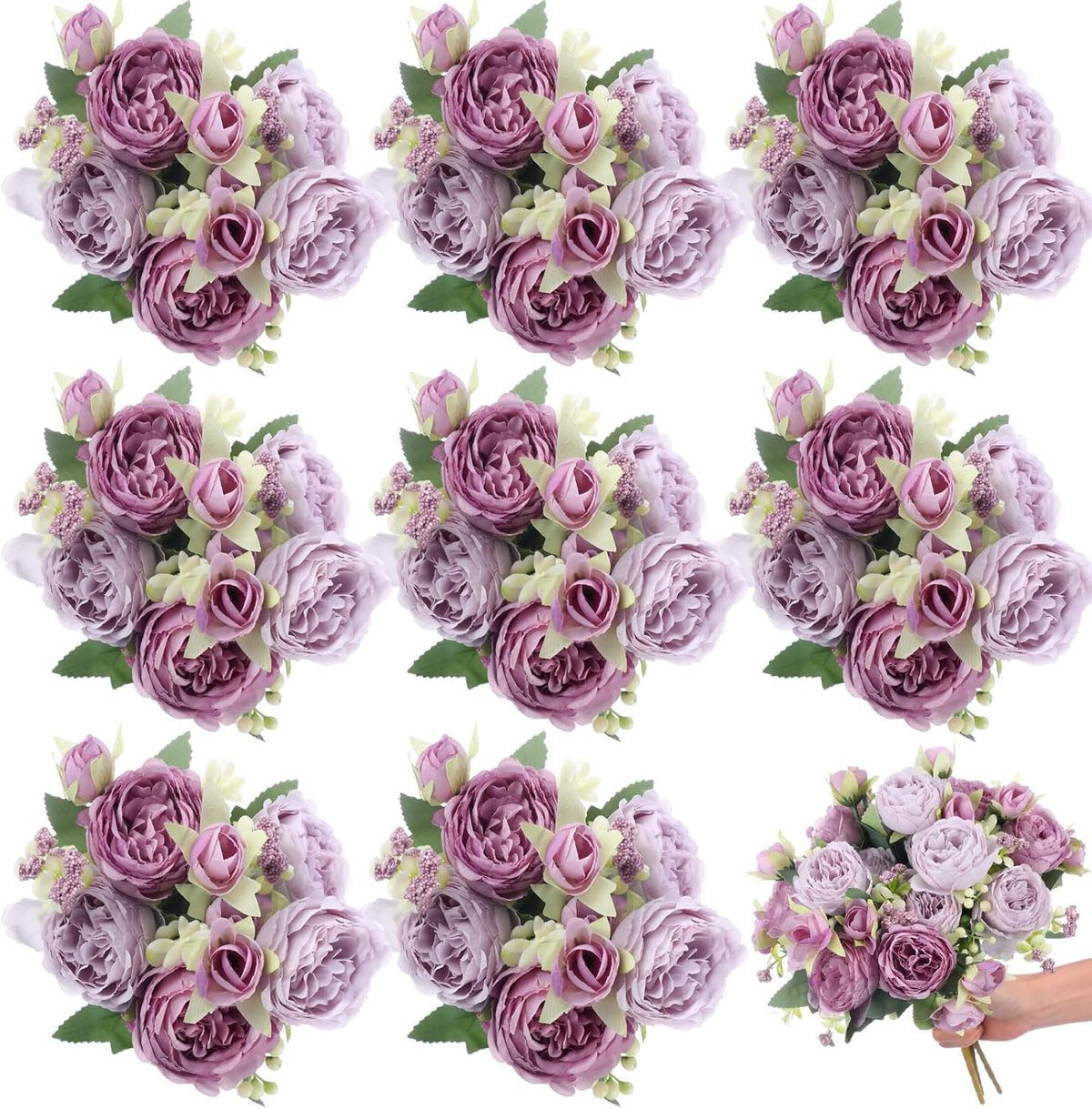 8 Bundles Artificial Peonies Flowers Boho Faux Flowers Arrangements Artificial Centerpiece Spring