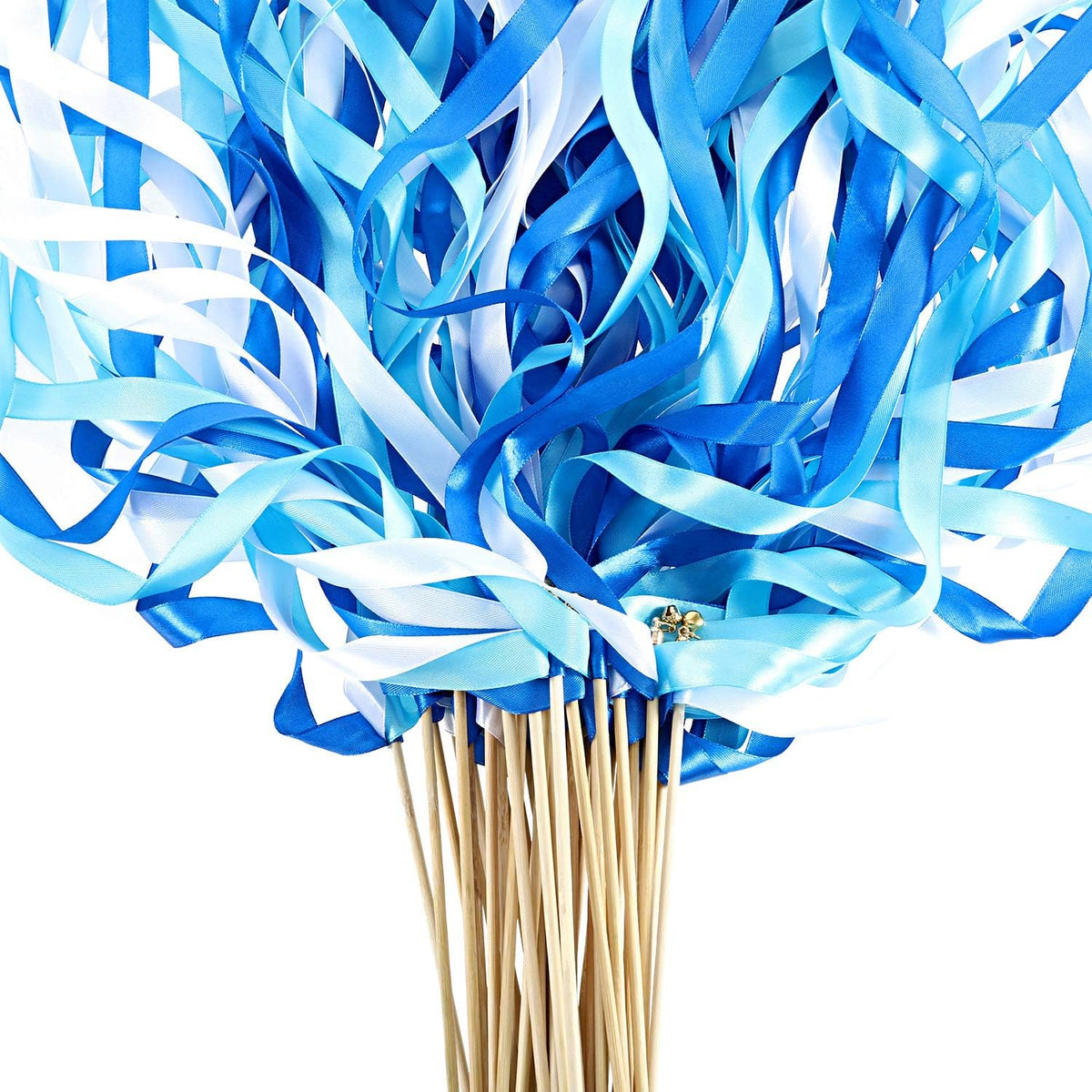 Boao 40 Pieces Mixed Color Ribbon Sticks with Bell, Ribbon Sticks for Stick Party, Streamers for