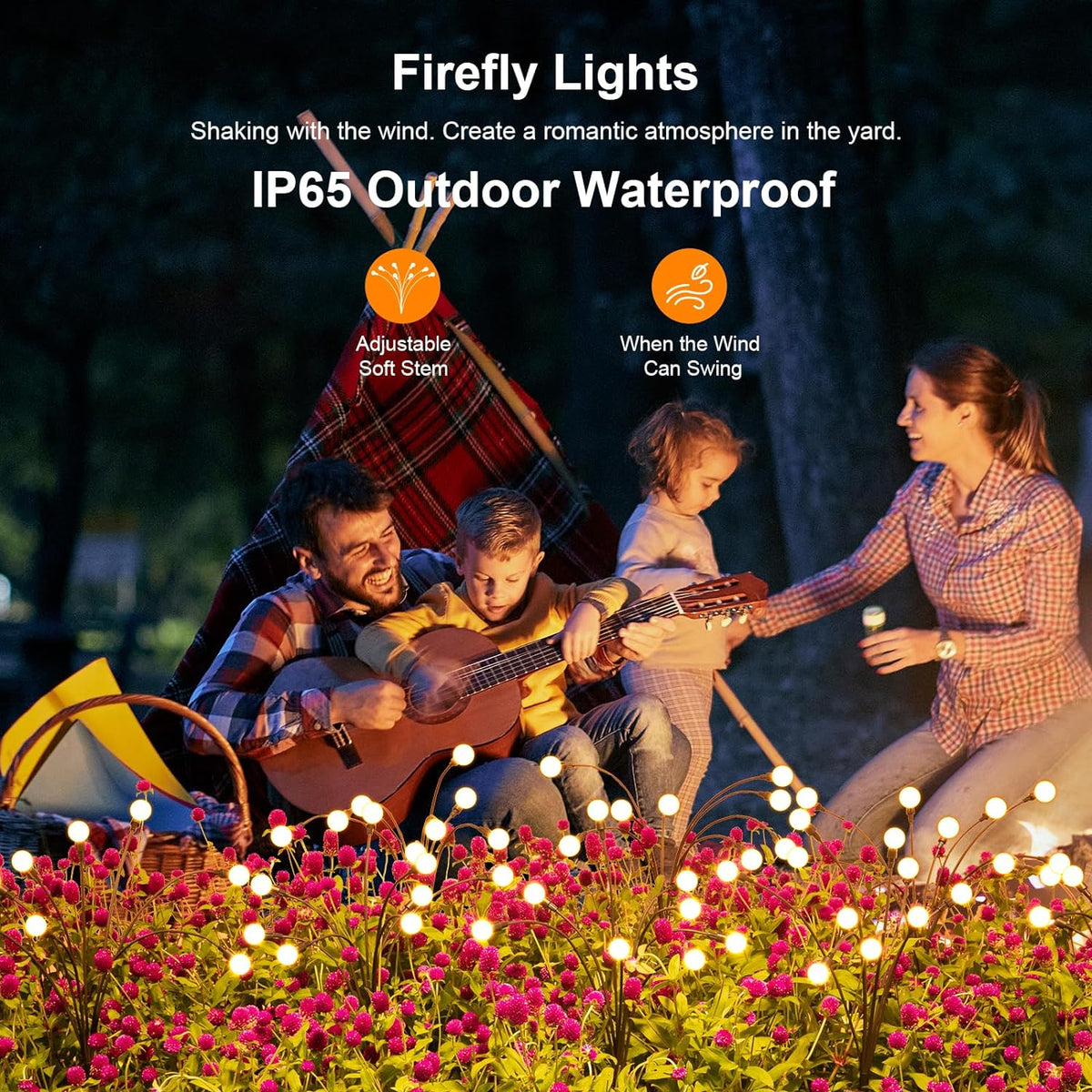 Solar Lights Outdoor(4 Pack, 32 LEDs), ASMAD Solar Garden Lights, Outdoor Decorations, Firefly