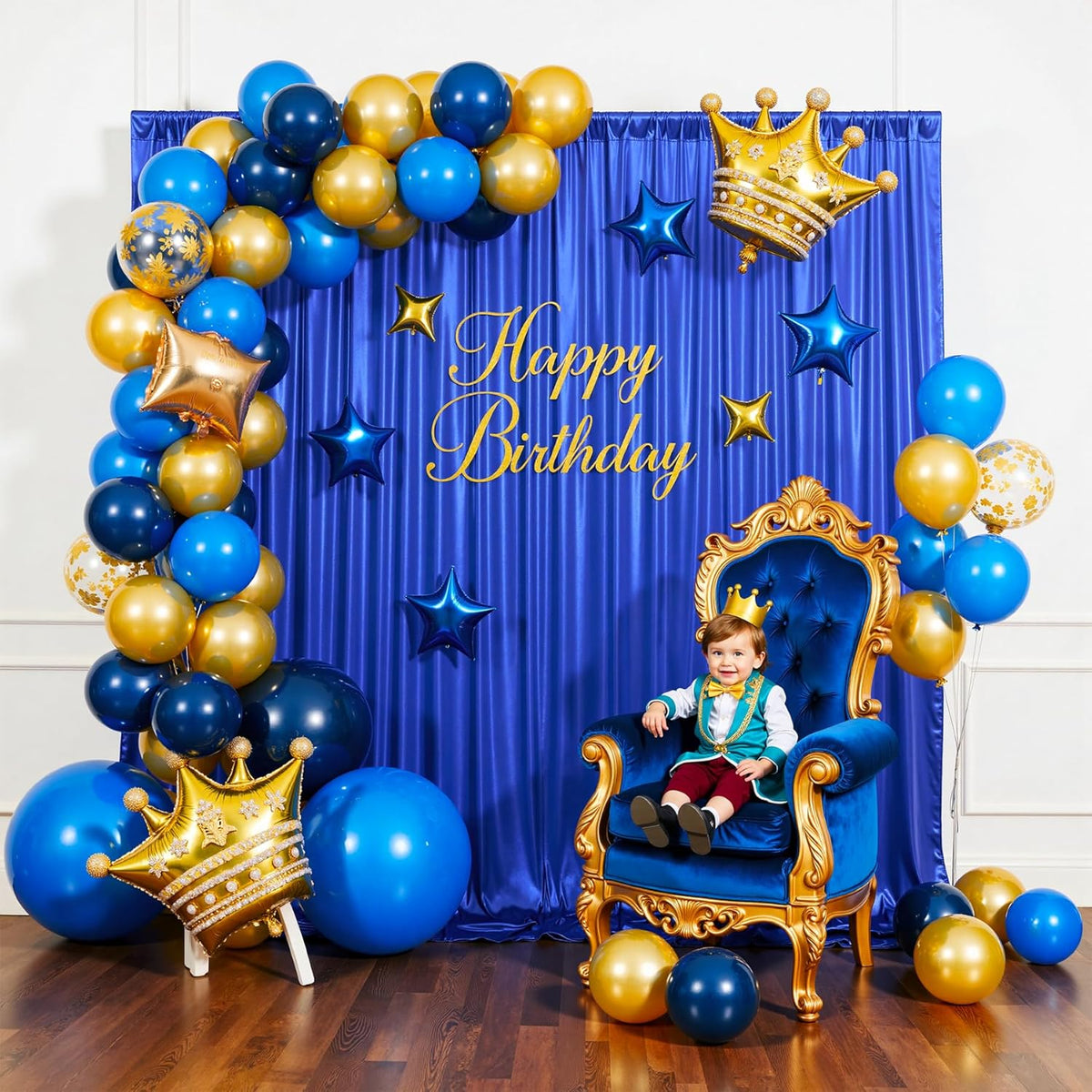 gogoparti 10x10FT Sapphire Blue Sequin Backdrop Curtain - 2 Panels of 5x10FT Wrinkle-Free Glitter
