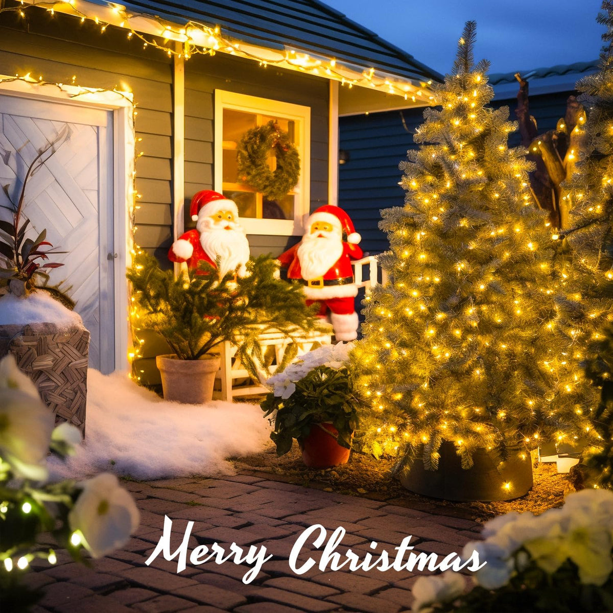 JMEXSUSS 163ft 500 LED Warm White Christmas Lights Outdoor, Clear Wire Plug-in String Lights Indoor