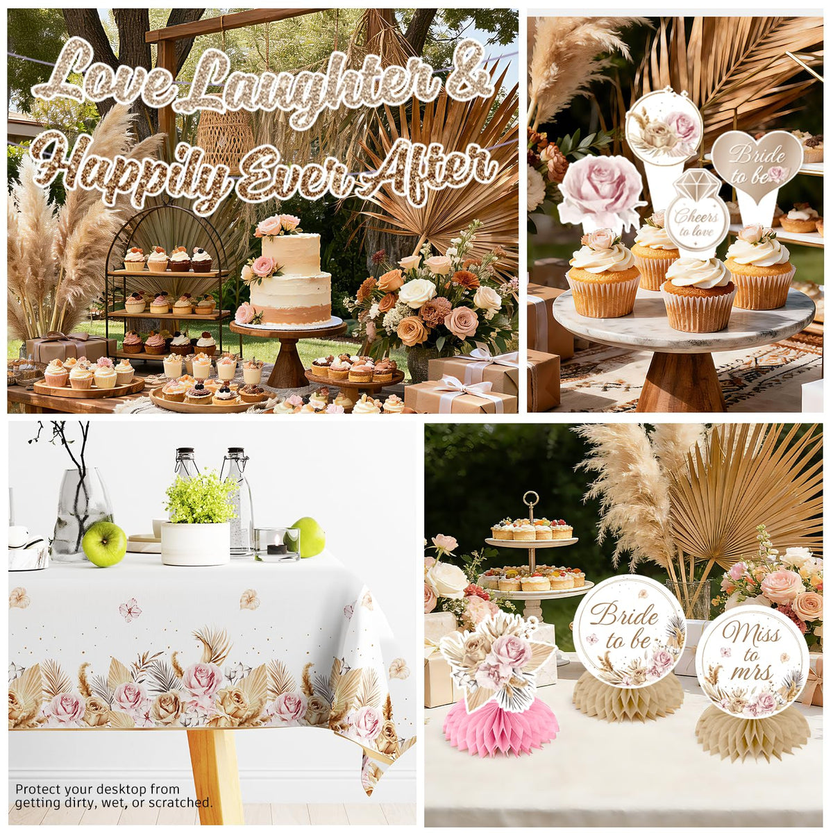 Bridal Shower Decorations, Love Laughter & Happily Ever After Shower Party