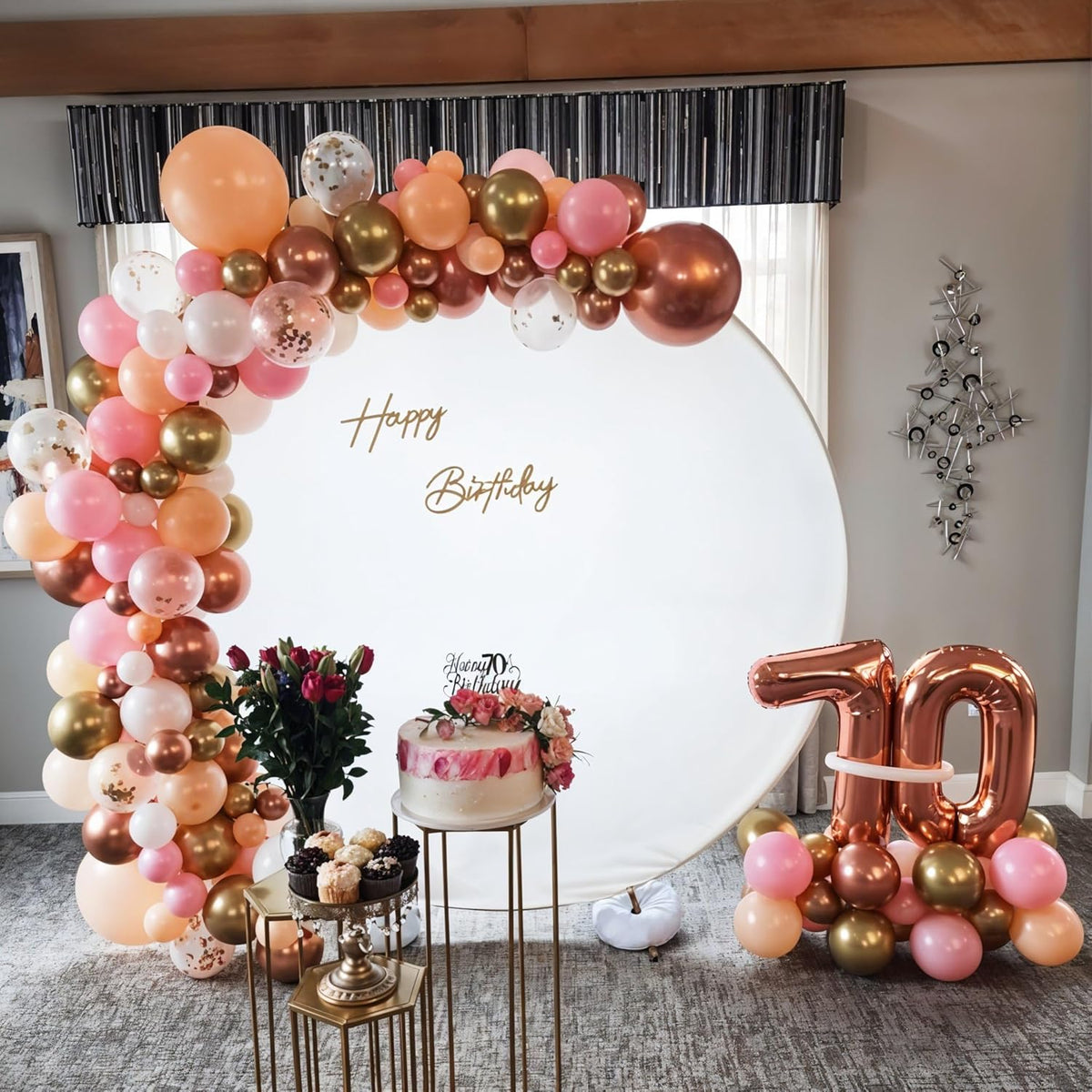 Rose Gold Balloons, 60 Pcs 12 Inch Nude Pastel Pink Balloons, Beige Metallic Gold Matte White