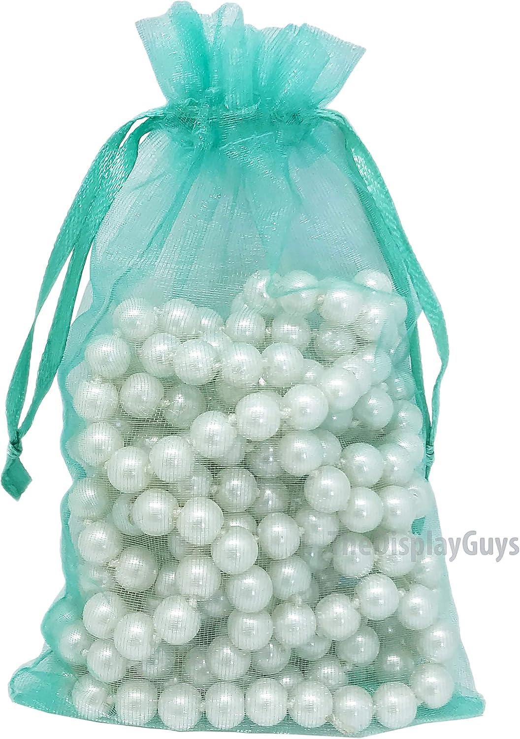 TheDisplayGuys 100-Pack 4x6 Teal Sheer Organza Gift Bags with Drawstring, Jewelry Candy Treat