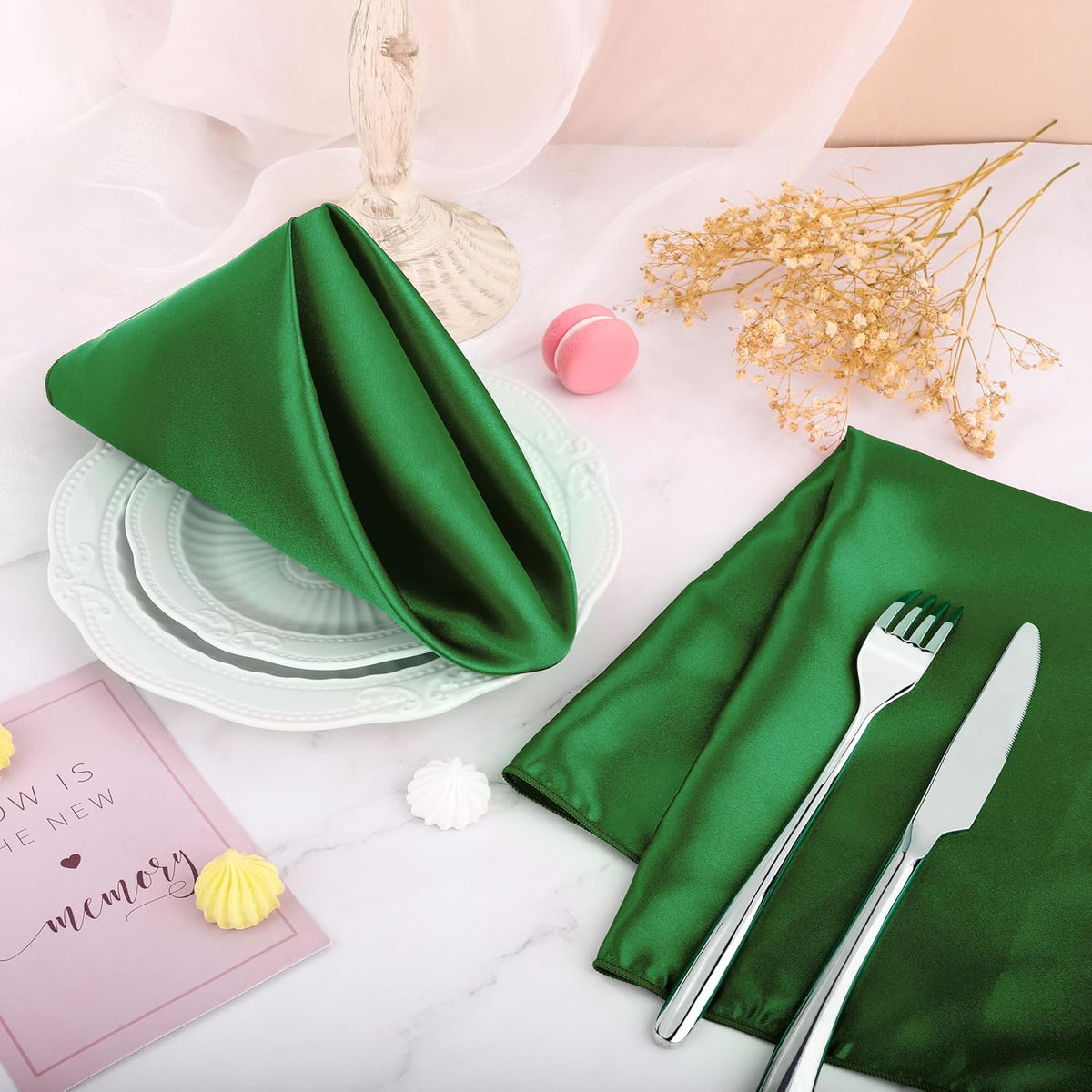 ANECO 16 Pack Square Satin Napkin Bright Silk Table Napkin Soft Smooth Fabric Table Napkin for