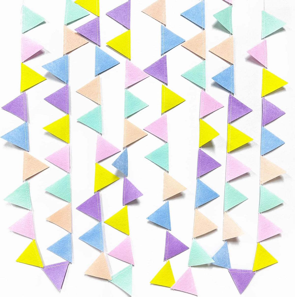 pinkblume Pastel Party Decoration Macaron Felt Hanging Triangle Mini Bunting Pennant Banner Flag