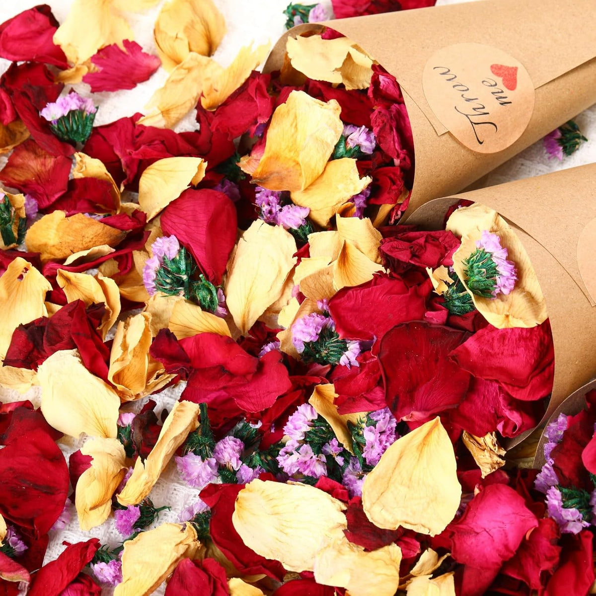 20+ Cups Real Dried Flower Petals, Biodegradable Wedding Flower Confetti, Mix Rose Petals and