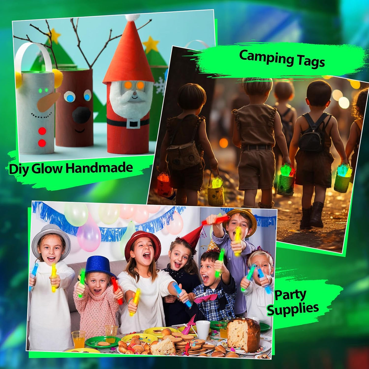 Lewtemi 50 Set 4'' Glow Sticks Bulk, Hallowee Glow in The Dark Party Supplies, Emergency Light