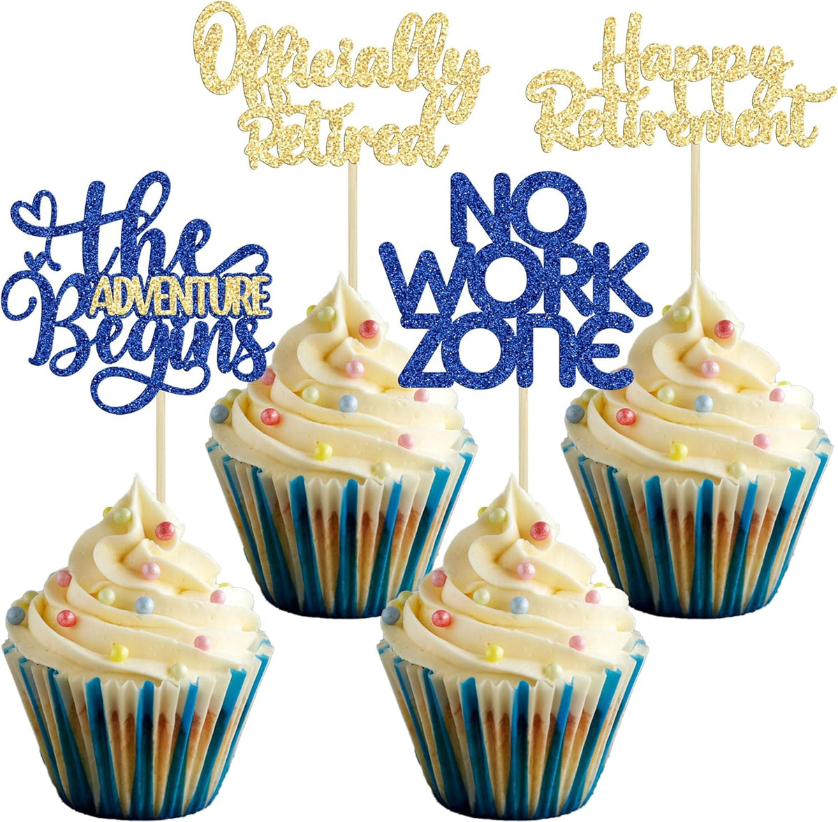 24Pcs Happy Retirement Cupcake Toppers Officially Retired Cake Toppers No Work Zone Adventure