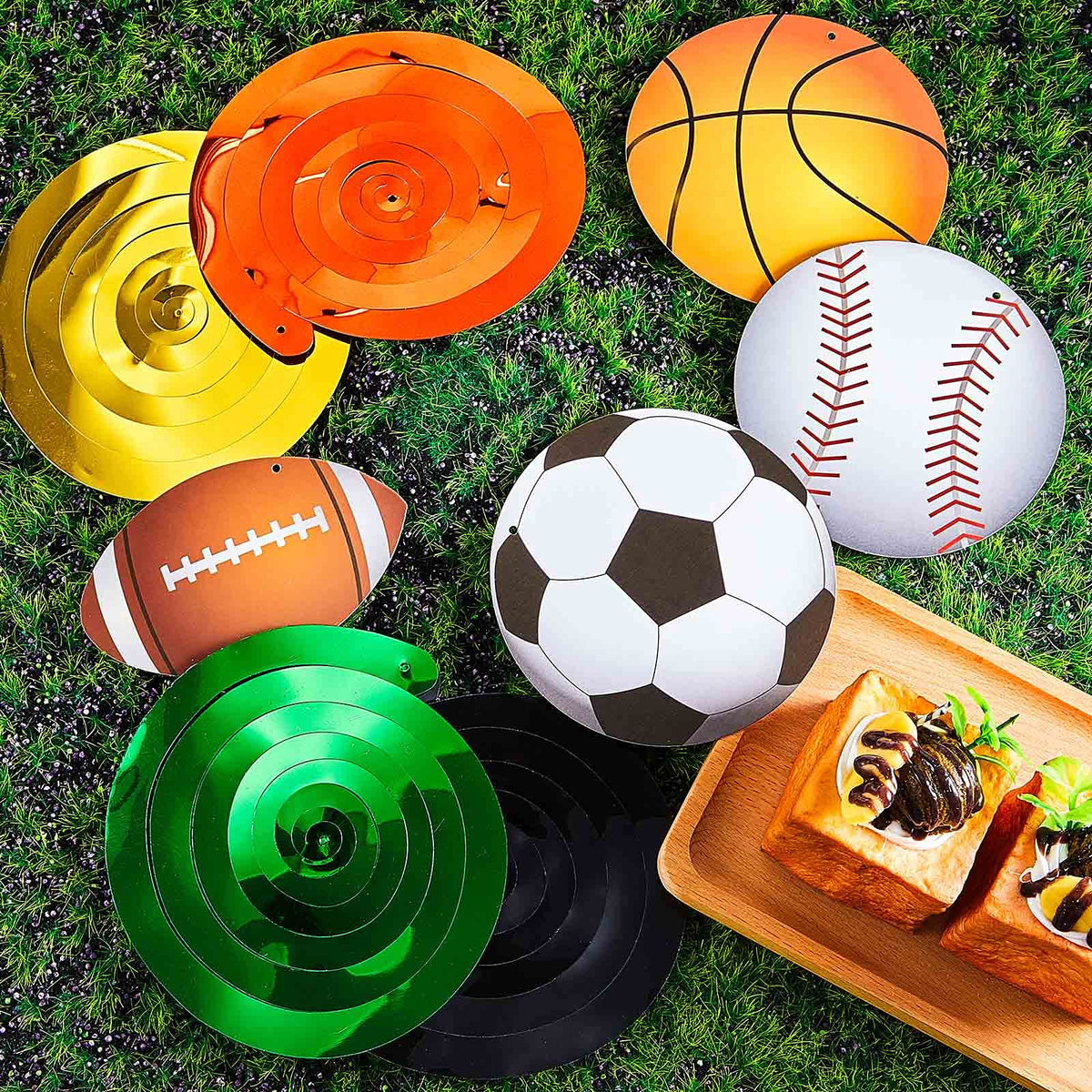 48 Pieces Sports Hanging Swirl Decorations Baseball Basketball Football Soccer Hanging Whirls