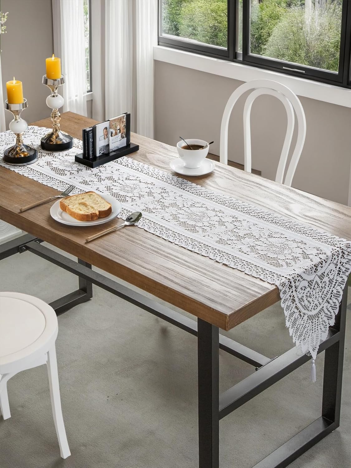 Jayla White Lace Table Runners, Elegant Vintage Lace Table Runner, Wedding Lace Decor with Floral