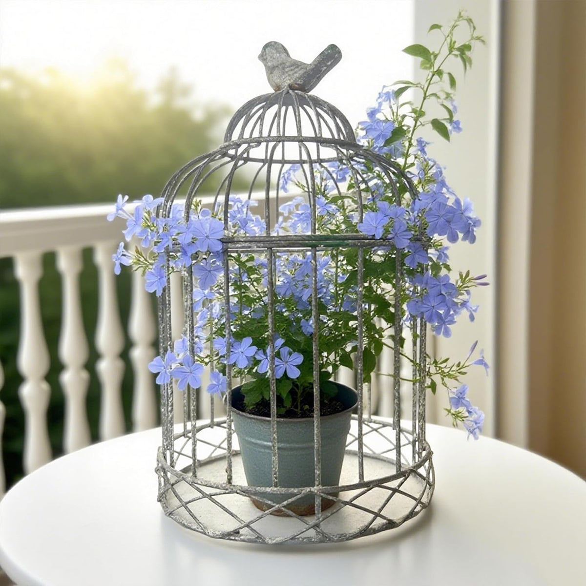 Rustic Farmhouse Metal Planter Holder Vintage Birdcage Candle Holder Distressed Deractive Flower