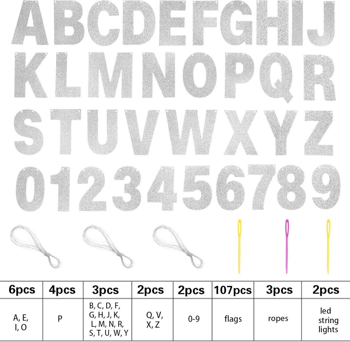 TaoBary 112 Pcs DIY Letter Custom Banner Glitter Customizable Banner Kit Including 107 Letters and