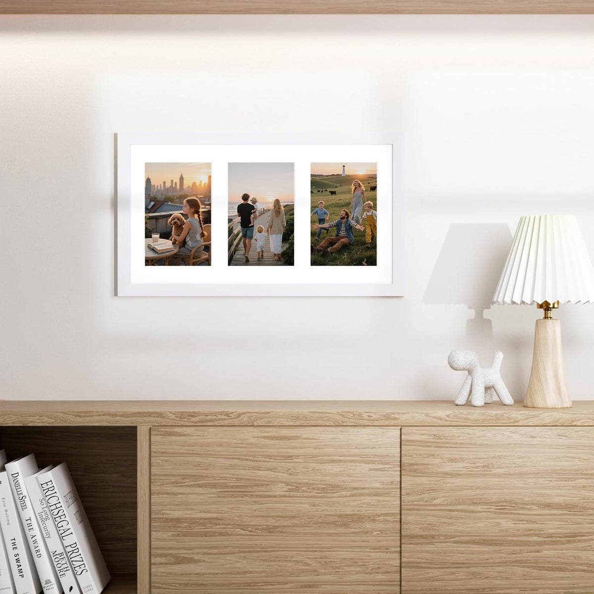 Vittanly 8x14 Picture Frames Collage, Displays 3Pcs 4x6 Pictures with Mat, Collage Picture Frame