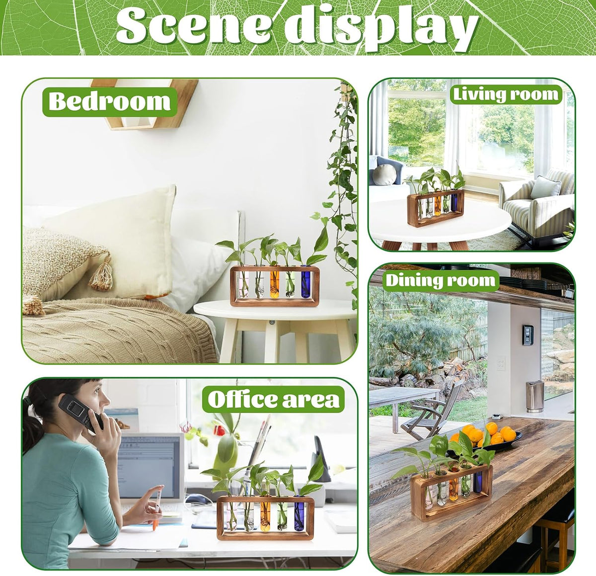 Glass Plant Propagation Station with 5 Test Tubes Colorful Planter Vase Birthday Gifts for Women in