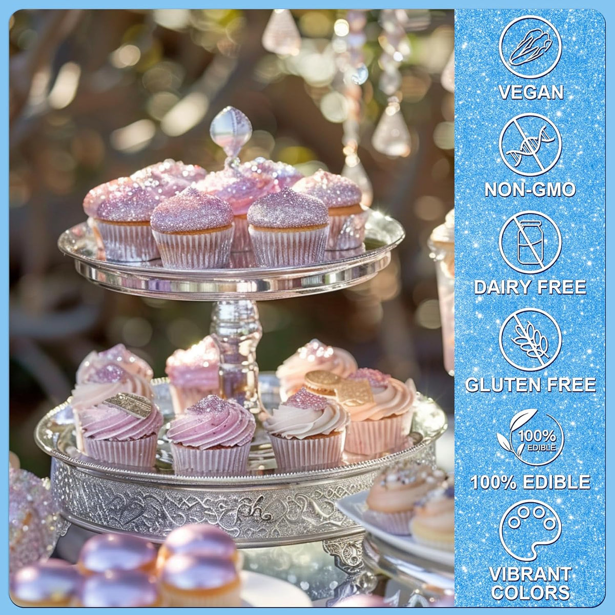 Blue Edible Glitter - 5g Food Grade Cake Decorating Shimmering Glitter, Edible Sprinkle Luster Dust