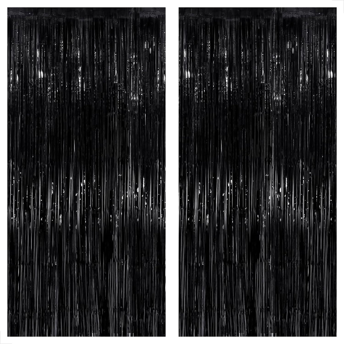 KatchOn Large Black Fringe Backdrop - Pack of 2 | Black Streamers for Halloween Party Decorations |