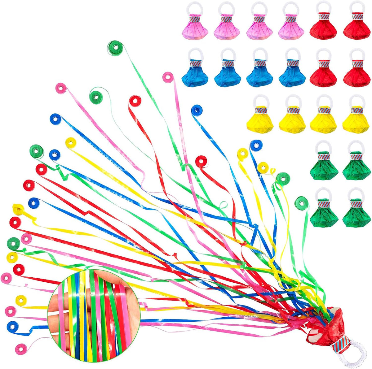 Confetti Poppers, 20Pack Plastic No Mess Streamers, Party Poppers for