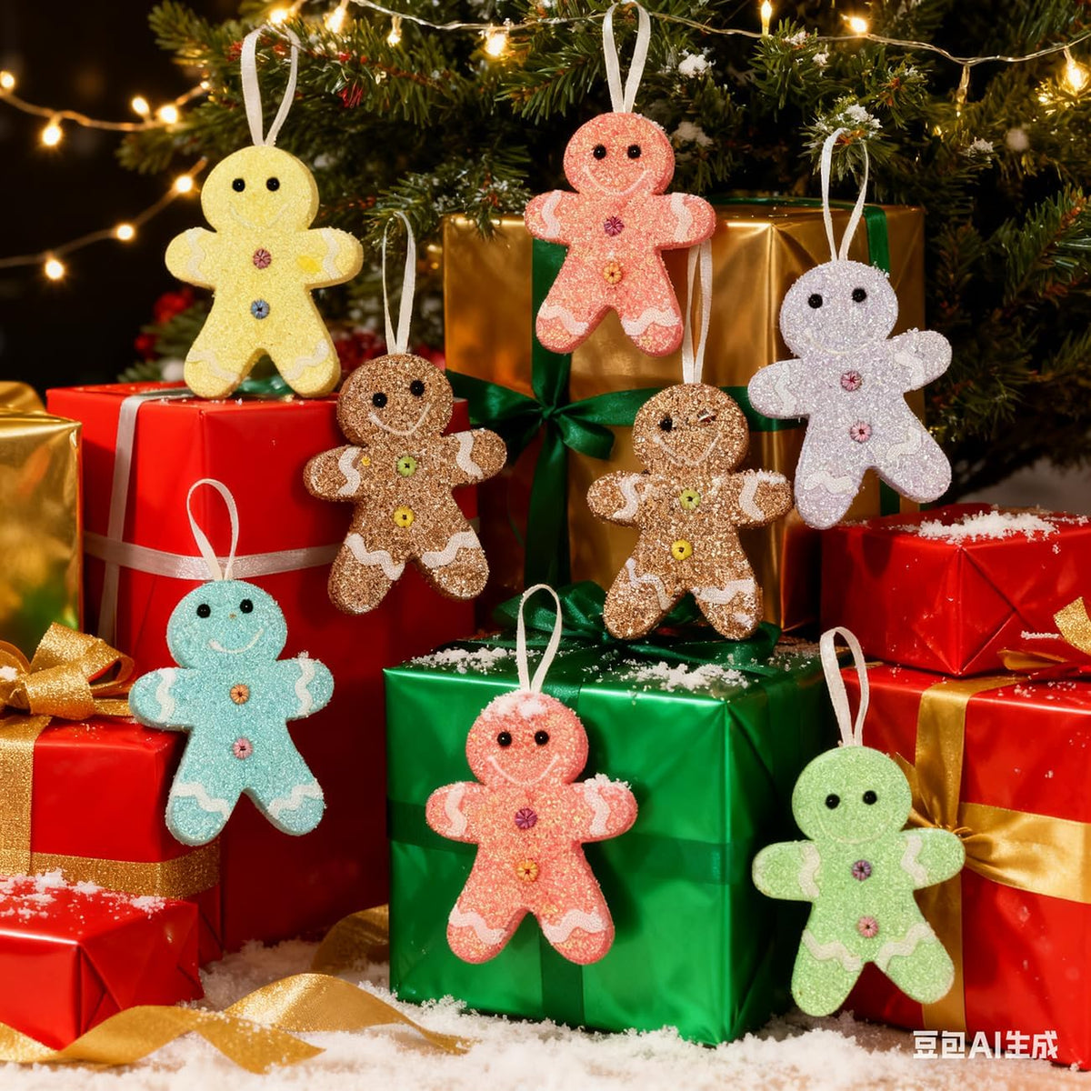 LANGXUN 6pcs Gingerbread Man Candy Land 2025 Xmas Party Suppiles Decoration, Hanging Candy Cane