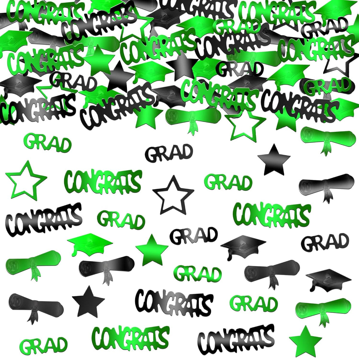 KatchOn, Shiny 2025 Congrats Grad Confetti - Pack of 1000 | Green and Black Graduation Confetti
