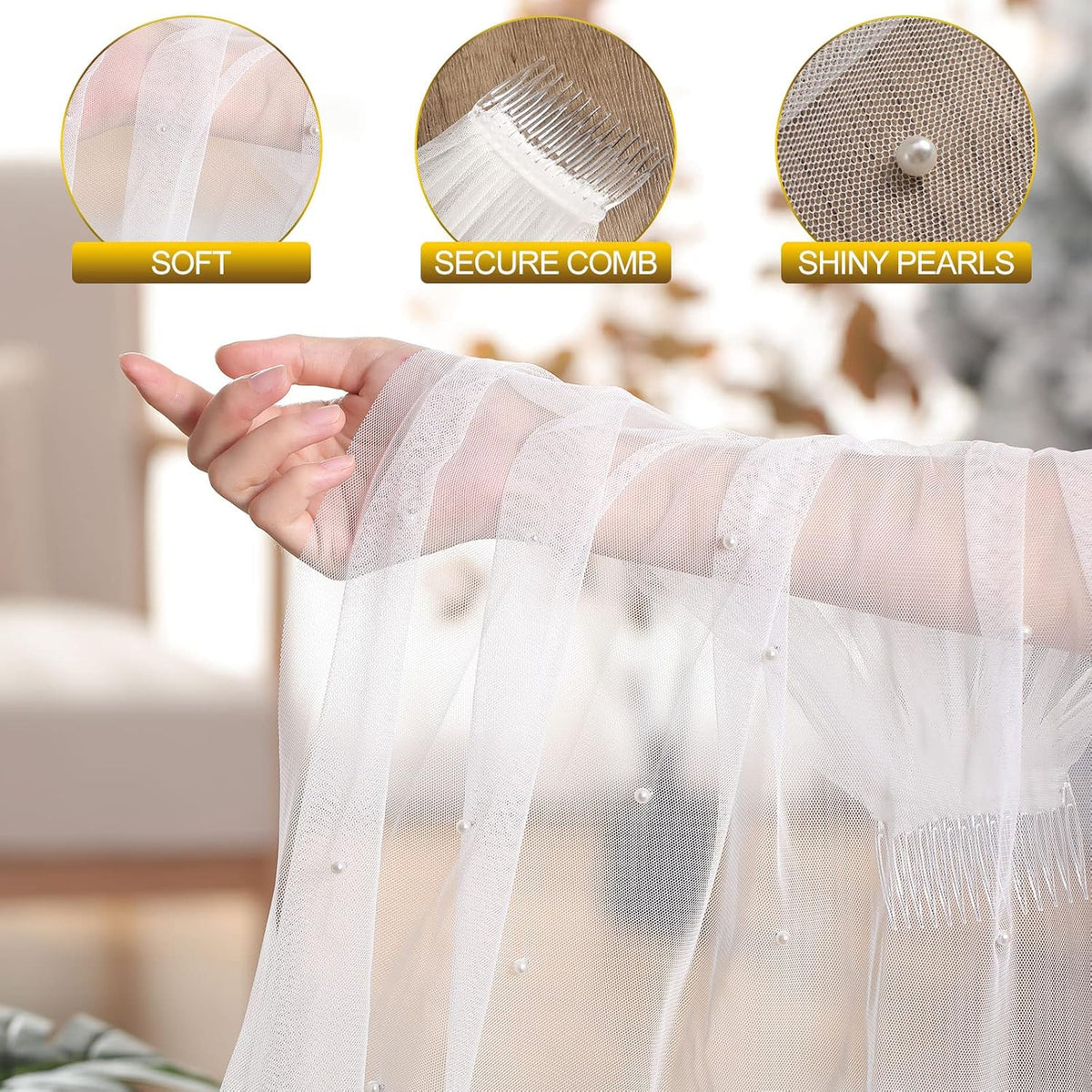 Vicenpal Bridal Bachelorette Veil with Comb Wedding Veils for Brides White Short Veil for
