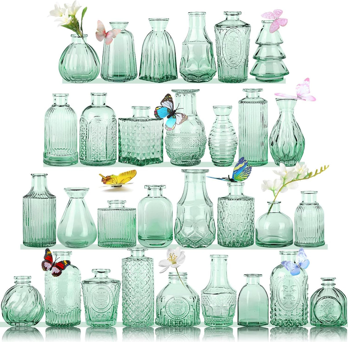 Glass Bud Vases in Bulk Set of 30 Pcs,Small Glass Vases for Flowers as Wedding Centerpieces for