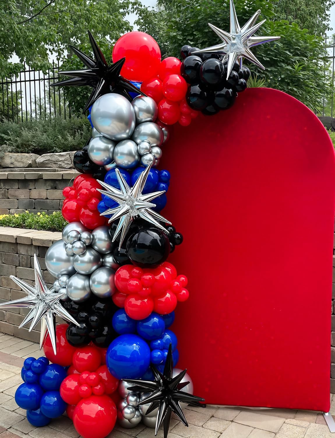 Black Red and Blue Balloons - 12 Inch Red Black Balloons Royal Blue Latex Balloon Glitter Metallic