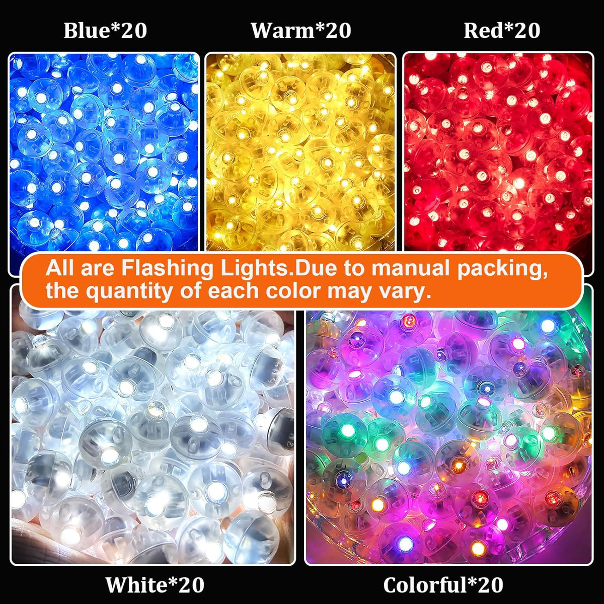 100PCs Mini Led Lights,Flash Led Balloons Light 5 Colors for Party Decorations Neon Party Lights