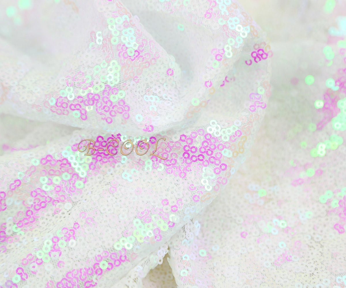 QueenDream Tablecloth 90x156 Rectangle Sequin Tablecloth White Iridescent Wedding Table Linens