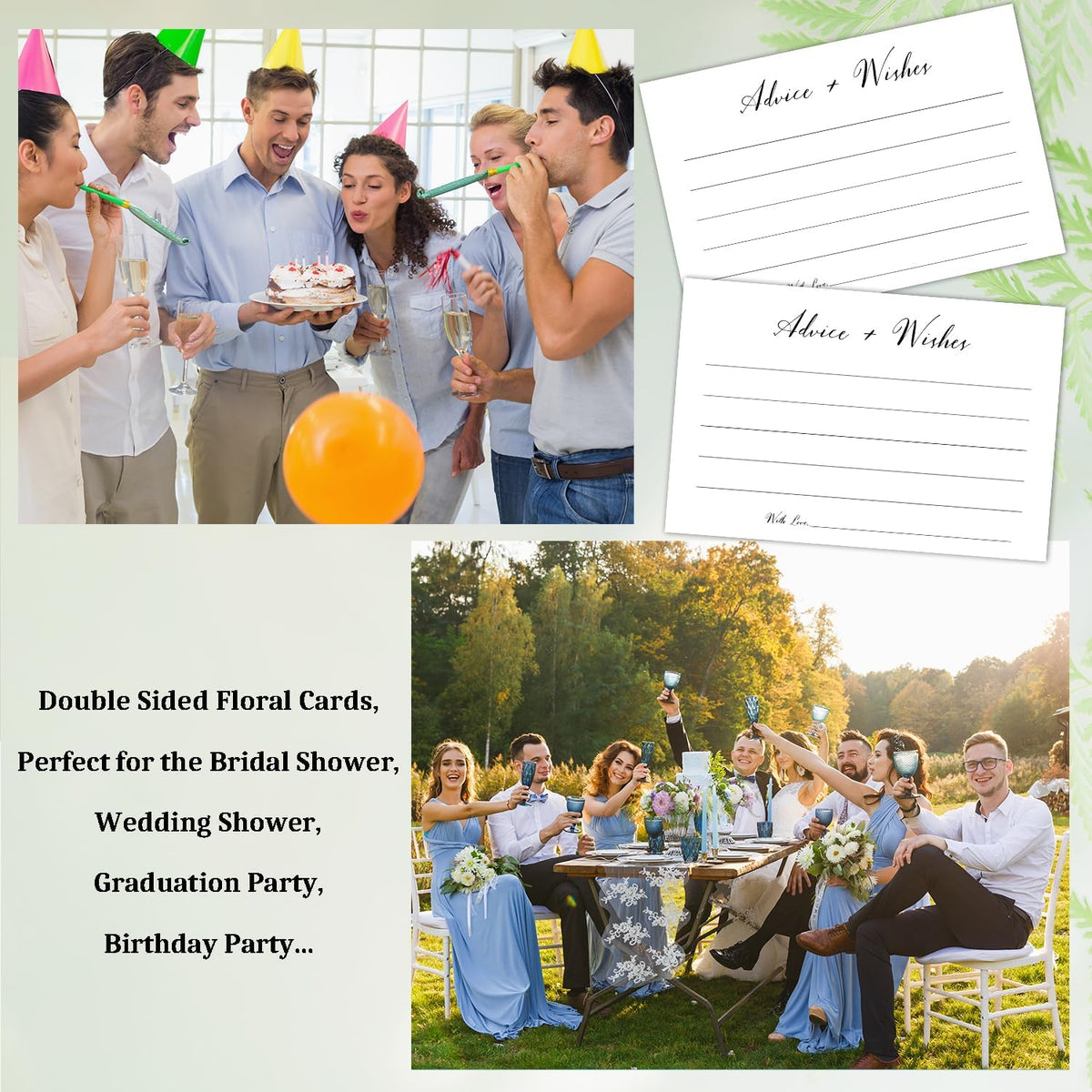 White Advice And Wishes Cards, Advice Cards For Bridal, Wedding, Baby Shower, Mr And Mrs