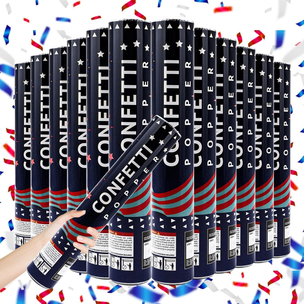 Confetti Cannon 12 Pack Multicolor Biodegradable Confetti Popper Party Confetti Shooters 12 Inch