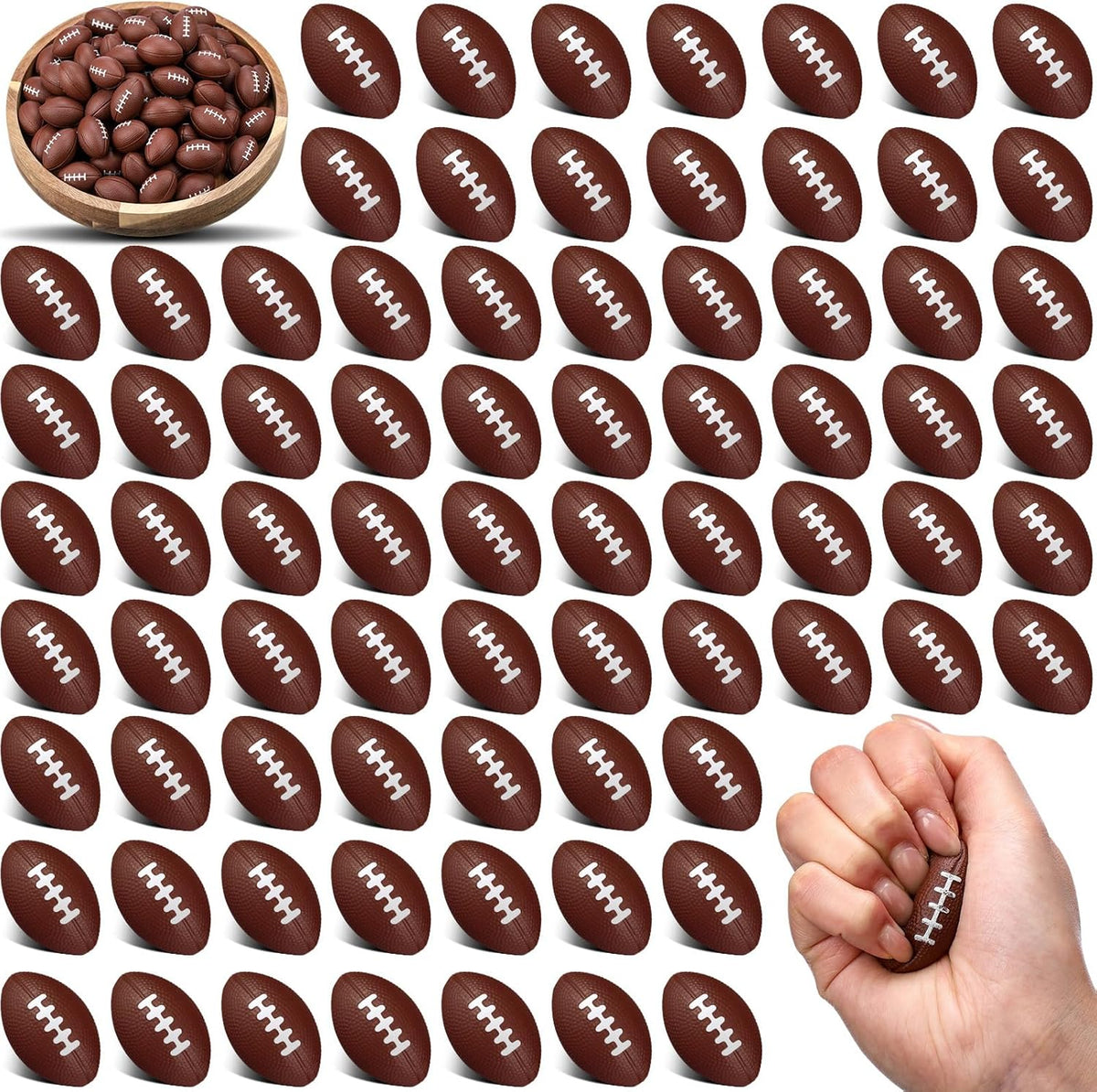 Jerify 250 Pack Mini Footballs Stress Balls Bulk 1.4 Inch Small Soft Foam Sports Balls Fidget Toys