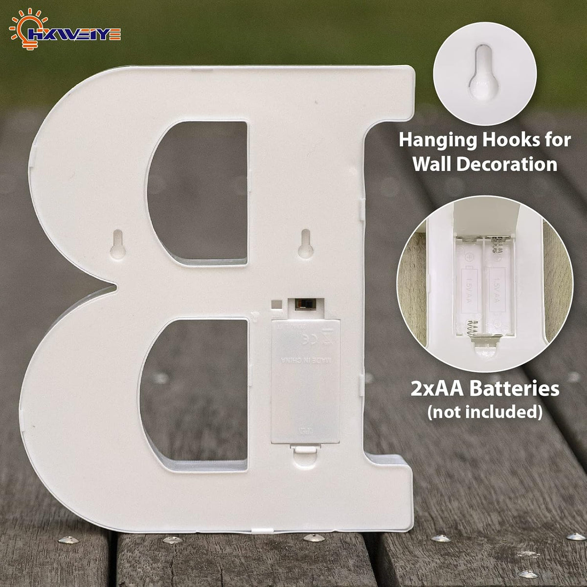 LED Marquee Letters Lights Sign-B, HXWEIYE Led Letters Lights 26 Alphabet, Light Up Number 0-9