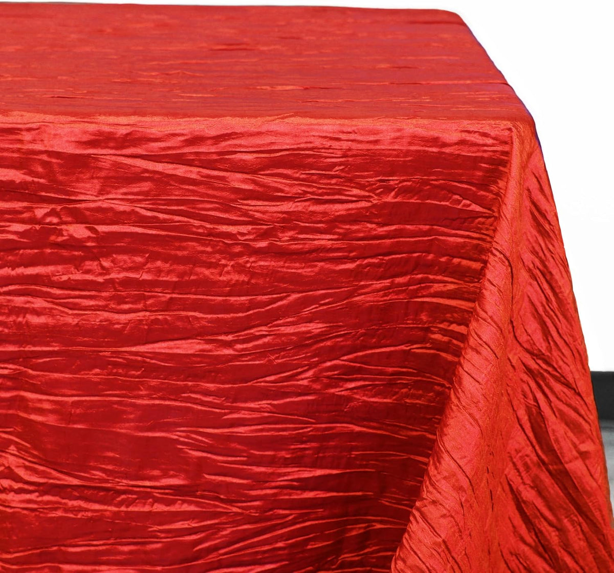 YOUR CHAIR COVERS - 90 x 132 inch Rectangular Crinkle Taffeta Tablecloth - Red, Rectangle Table