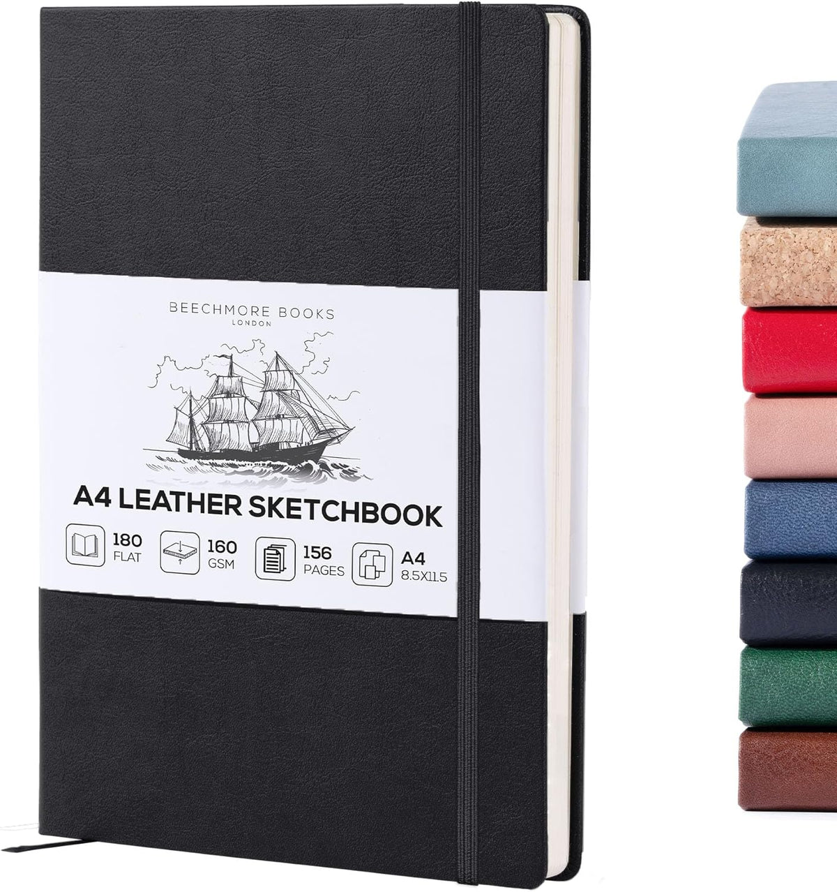 Beechmore Books A4 Sketchbook ??8.5x11 Premium Vegan Leather Bound Large Sketch Book Hardcover with