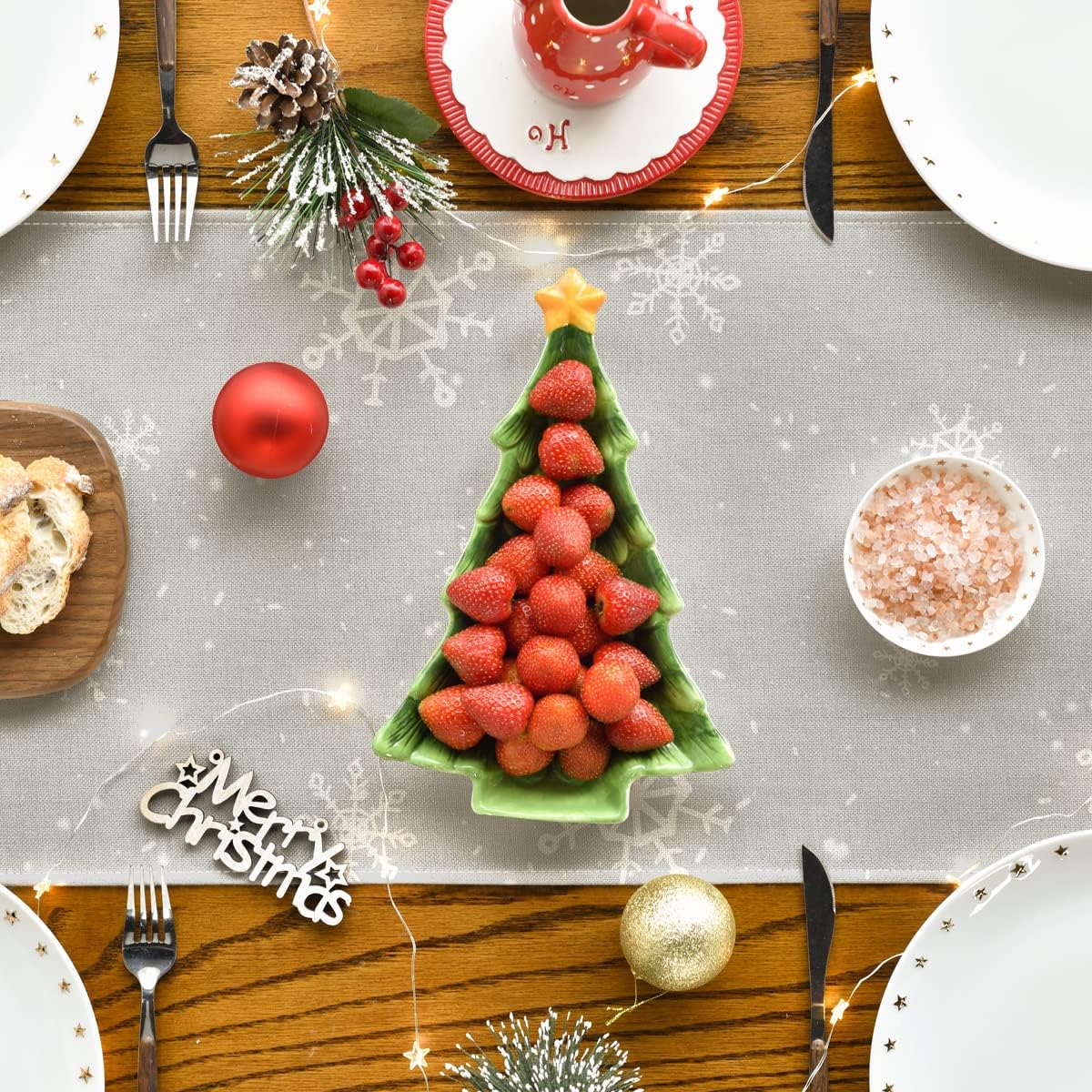 Artoid Mode Grey Snowman Snowflake Let it Snow Christmas Table Runner, Seasonal Winter Kitchen